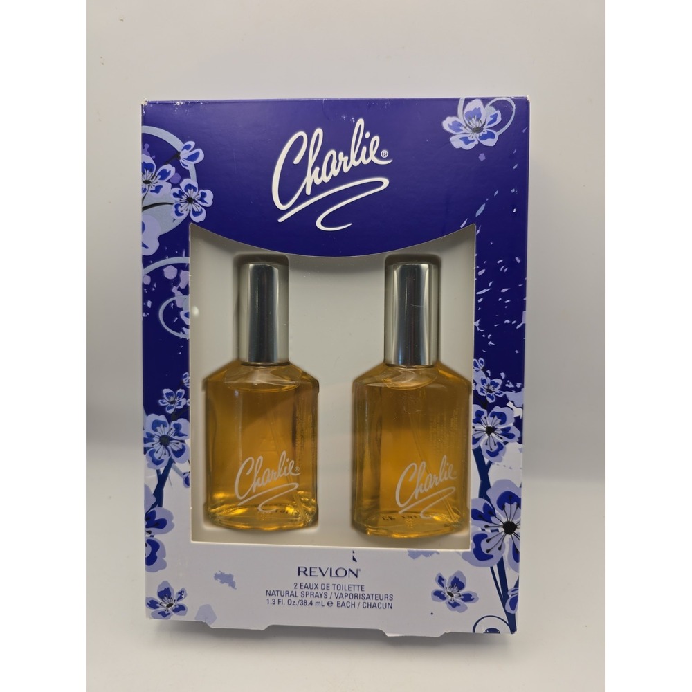 Revlon Charlie Perfume Set Cologne 2 Spray Bottles w/Keepsake Vanity Tray